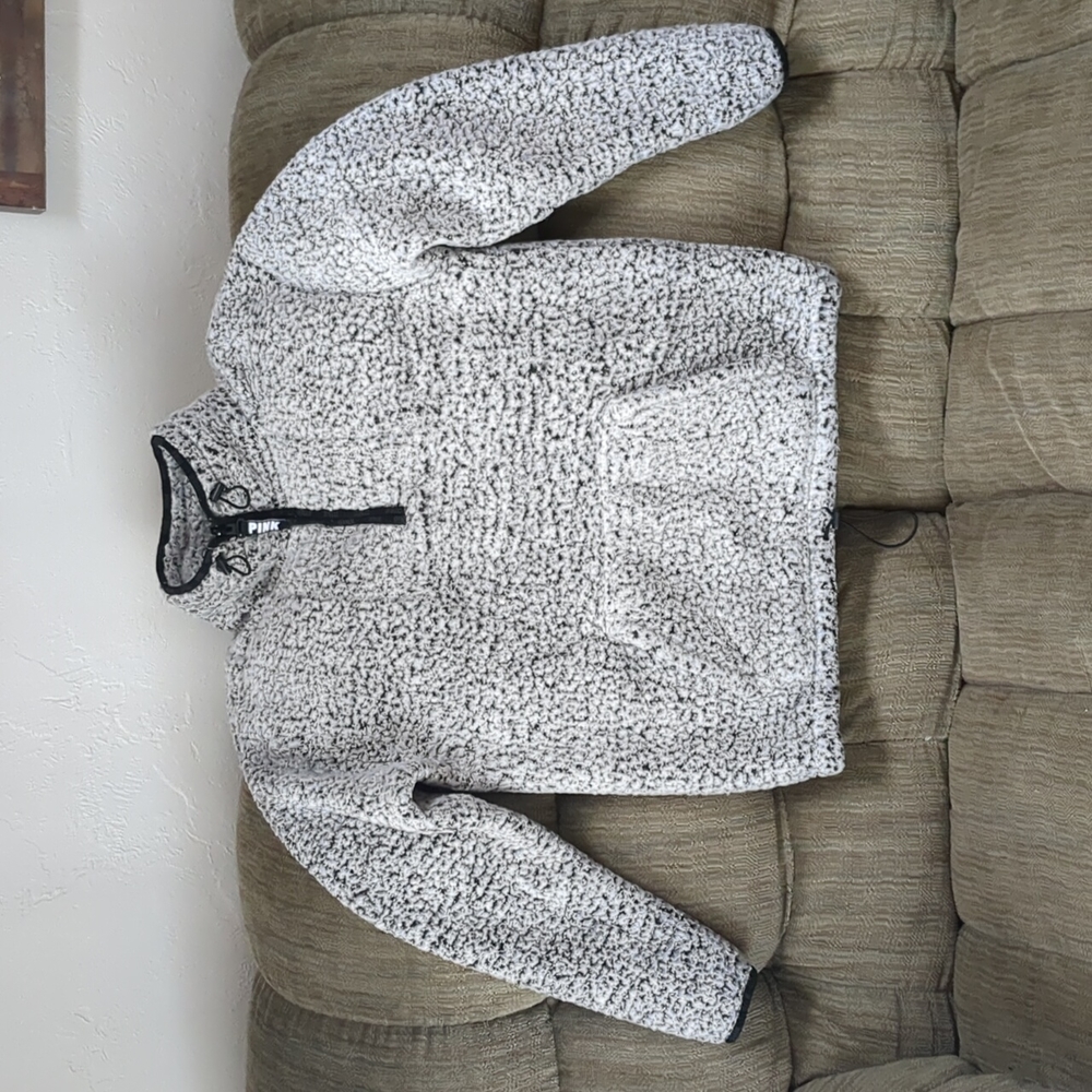 Victoria Secret PINK size medium quarter zip fleece Sherpa sweatshirt